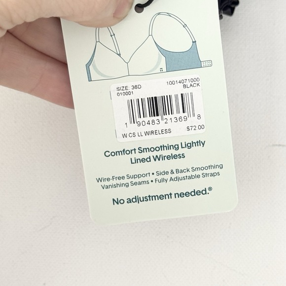 TOMMY JOHN Bra Women's 36D Black Comfort Smoothing Lightly Lined Wireless - Picture 3 of 6